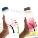 420Ml Cherry Gradient Color Glass Water Bottle with Protective Bag for Kids