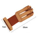 Handmade Brown PU Leather Three Finger Archery Glove Single Piece for Right Left
