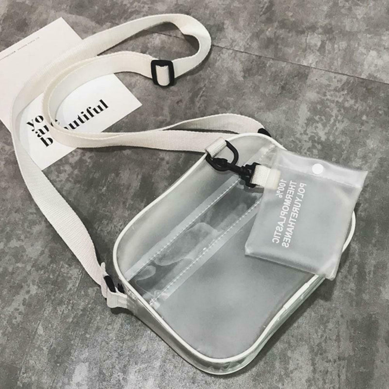Women PVC Jelly Transparent Mini Shoulder Bag Girl Zipper Messenger Handbag