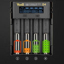 Intelligent LCD Charger 4 Slot For  21700 26650 AAA Battery AA Lithium F8K8