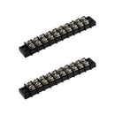 2pcs 10 Positions Dual Row 30A Screw Terminal Strip Blocks Barrier Strip (Black)