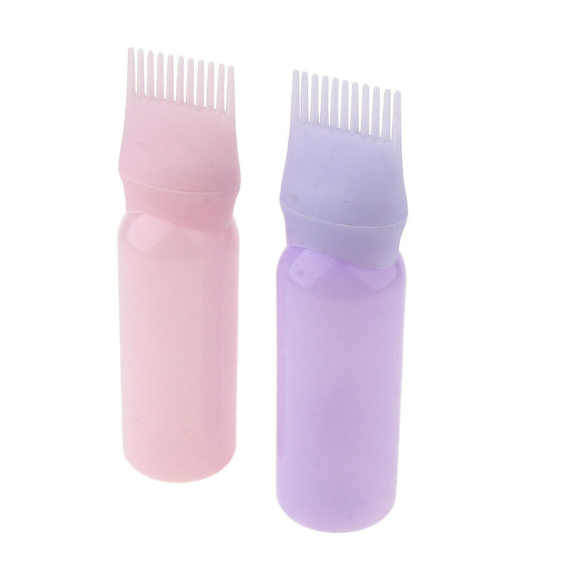 Set of 2, Premium Plastic Hair Dye Combs Coloring Bottles Salon Tint Color