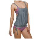 Sexy Women Striped Splicing Spaghetti Strap Bikini Swimwear Swimsuit Beachw