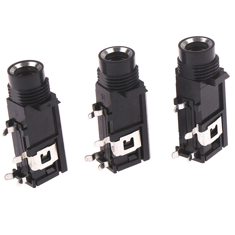 3pcs/lot 6.35mm Jack stereo female socket connector audio adapter 4pin.ES