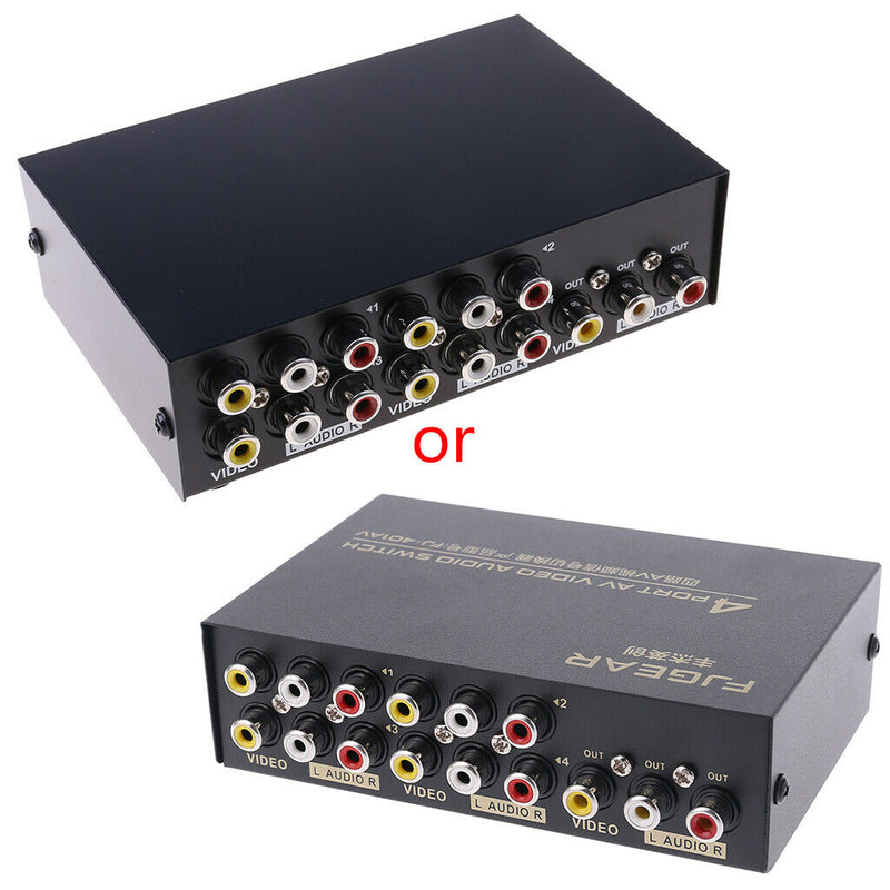 4 Port AV Audio Video RCA 4 Input 1 Output Switcher Switch Selector Splitter Box