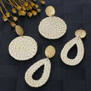 Rattan Earrings For Women Lightweight Geometric Statement Earrings Handmade