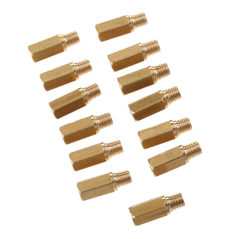 1 Set Brass Motorcycle Main Jet Kit Carburetor 13 Size Injector Nozzle