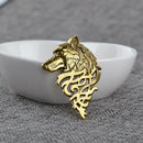2Pcs Chic Metal Wolf Head Coyote Brooch Lapel Pin Badge for Men's Shirt Suit