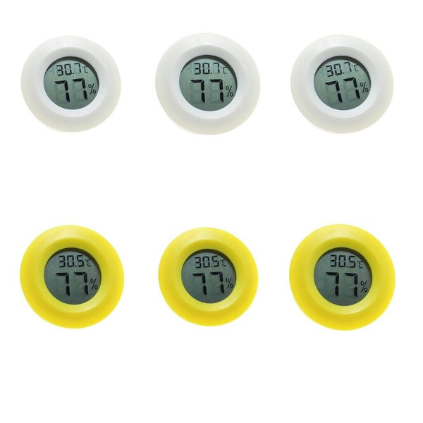 6Pieces Round Digital Thermometer Humidity Hygrometer Reptile Amphibians