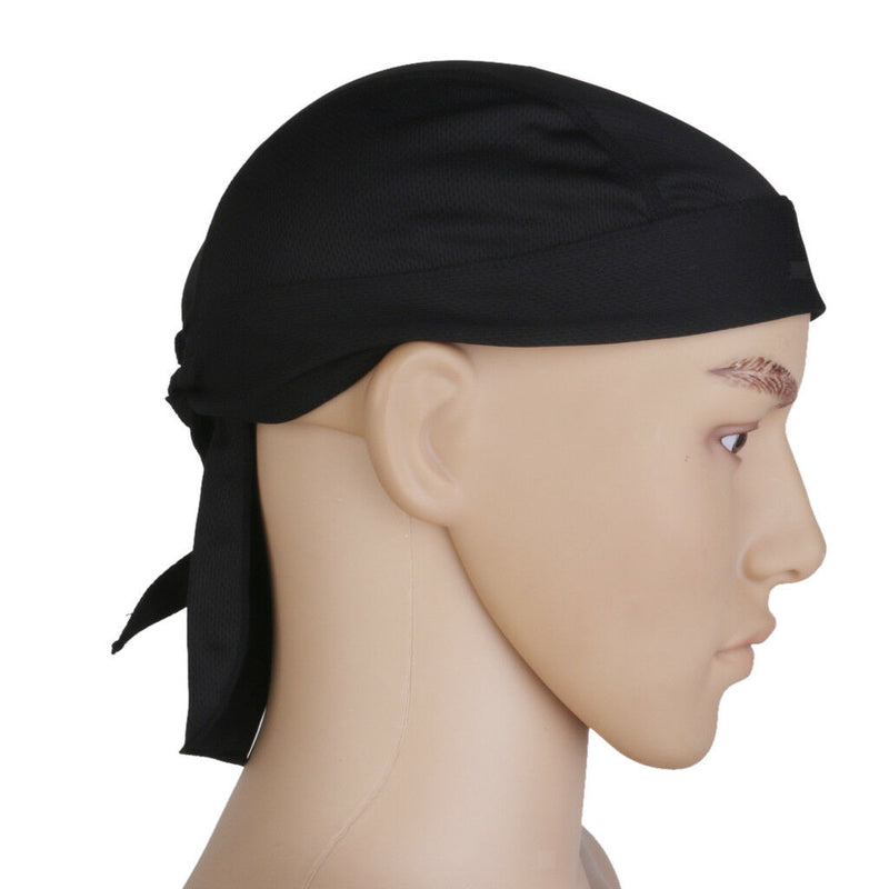 Black Head Wrap Tie Back Bandana DOO RAG Hat Pirate Scarf Biker Cycling Cap
