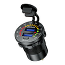 Car Motorcycle Dual USB Charger 4.8A Power Socket with Switch + Terminals