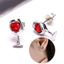Fashion Red Color Heart Crystal Stone Wine Glass Stud Earrings Jewelry Gi%PJ Gw