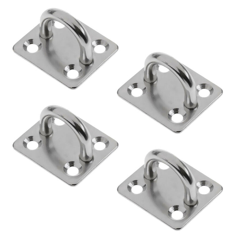 4 x 8mm Square Pad Eye Plates Ceiling Hooks Anchor Hanger Stainless Steel Staple