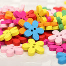100pcs Mixed Colors Flower 2-Holes Wooden Buttons Sewing Scrapbooking DIY