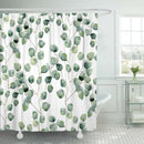 Shower Curtain Watercolor Green Floral Eucalyptus Round Leaves Pattern BrancG4V6