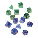 Set Of 14 Multi-sided Acrylic Dice Die Green + Blue For Coins