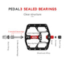 Cxwxc Bike Pedals Flat 3 Sealed Bearings Bicycle Pedals Wide Platform Bike