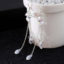 Crystal Charm Rhinestone Bride Earrings Long Tassel Ear Stud Dangle Earrings
