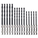 15pcs Hex Shank High Speed Steel Straight Handle Twist Reaming Drill Bit