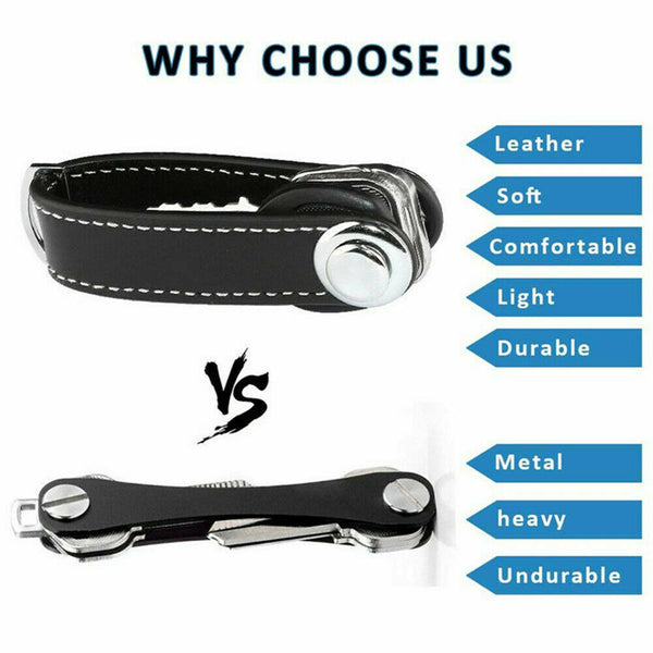 Men Leather Smart Key Organizer Wallet Holder Car Keyring Pocket Key Chain Pouch