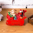 Xmas Music Box Christmas Clockwork Sleigh Santa Claus Kids Toys Wind Up Red