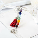 Tassel Lotus  8mm Beads Key Chain Ring Keychain Family Gift jewelry  OZ