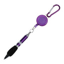 Purple Retractable Badge Reel Pen Belt Clip & Carabiner W7M8