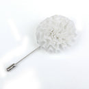 White Handmade Fabric Flower Boutonniere Men's Tuxedo Lapel Brooch Pin Stick