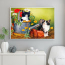 Diamond Painting Kits Cats and Flowers Full Round Drill Picture Handicraft