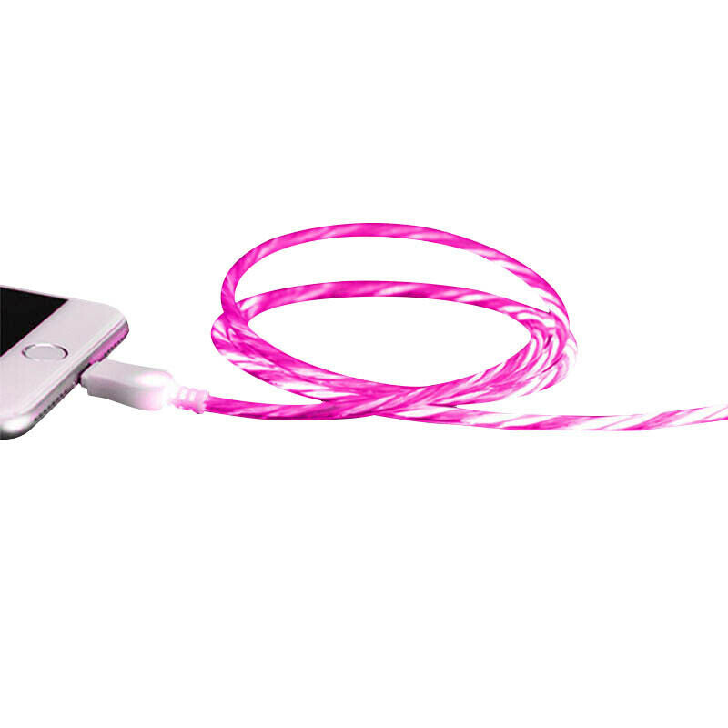Luminous Streamer Micro-USB Fast Charging Data Cable For Android Z Pink K9E5