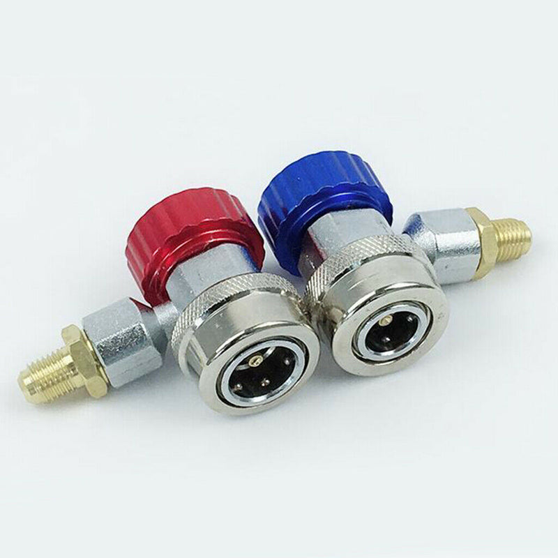 Set Of 2 R134A Quick Coupling Adapter Car Measuring Device With High And Low