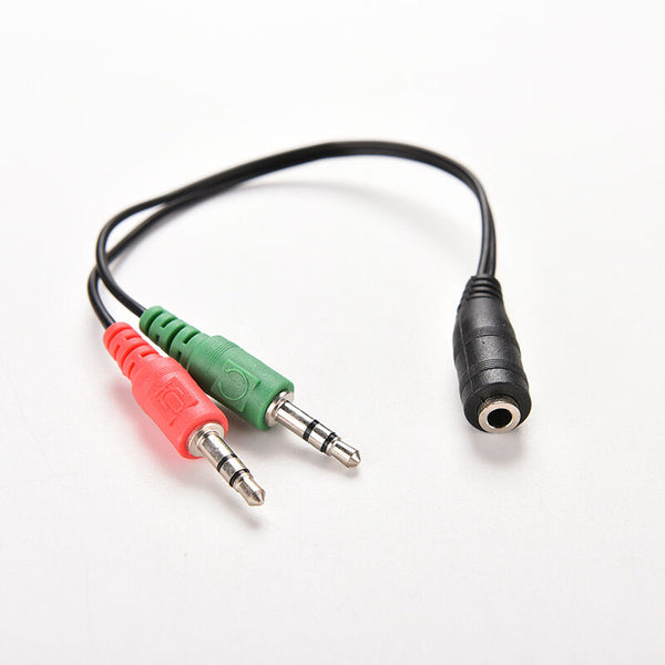 3.5mm Female to 2 Male Jack Plug Audio Stereo Headset Mic Splitter Cables 1X TO