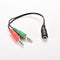 3.5mm Female to 2 Male Jack Plug Audio Stereo Headset Mic Splitter Cables 1X TO