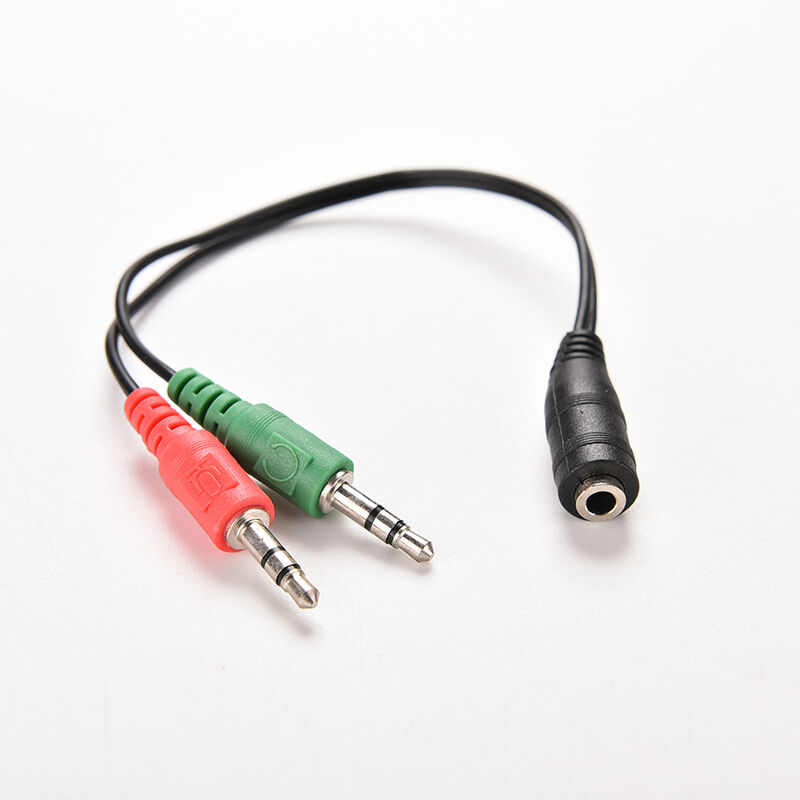 3.5mm Female to 2 Male Jack Plug Audio Stereo Headset Mic Splitter Cables 1X TO