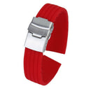 22mm Silicone Rubber Watch Strap Band Deployment Buckle Waterproof---Red