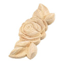 1pc 9*3.5cm Wood Carved Corner Onlay Applique Door Cabinet Rose Unpainted E V4T7