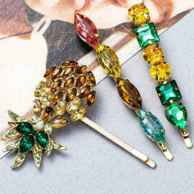 3pcs Women Stylish Crystal Pineapple Hair Clip Hairpin Barrette Hair Orname D0C5