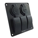 3 Gang LED Rocker Switch Panel + Dual USB Socket Circuit Breaker Marine Boat