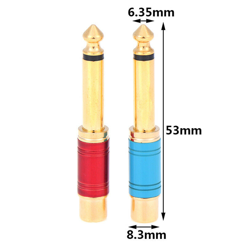 Nickel plating RCA Jack Audio Connector 6.35mm Mono Plug to RCA Speaker AdapteOZ