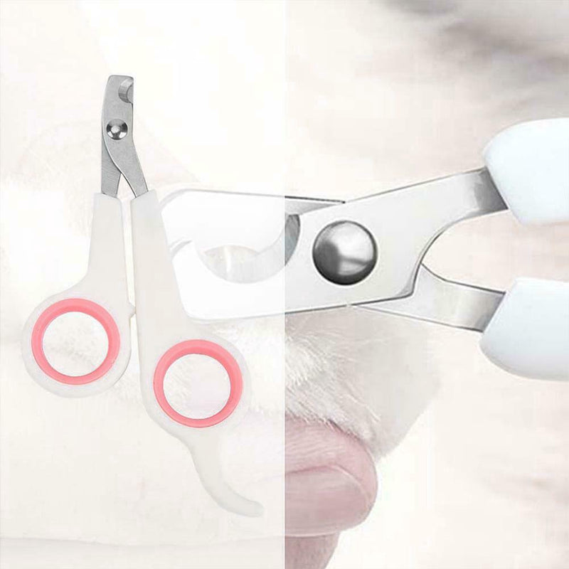 Pet Nail Toe Clipper Scissors Stainless Steel Dog Claw Cutter (White Pink)