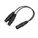 2Pack XLR 3Pin Male to Dual XLR Female Splitter Cable Adapter Converter 1ft