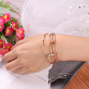 5pcs Fashion Women Geometric Bracelet Open Bangle Casual Jewelry Set Gift