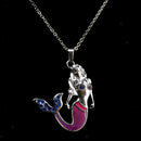 Blue Crystal Mermaid Mood Necklace Color Change Pendant Liquid Thermo