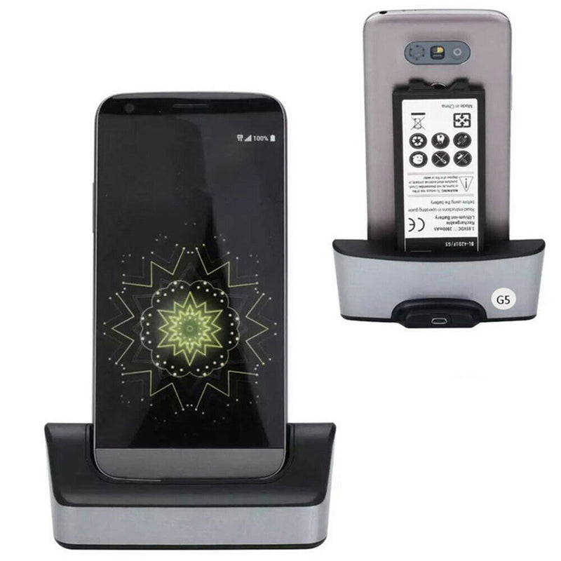 Dual Sync Phone Desktop Charger Dock Station w/Battery Charging Slot for LG G5