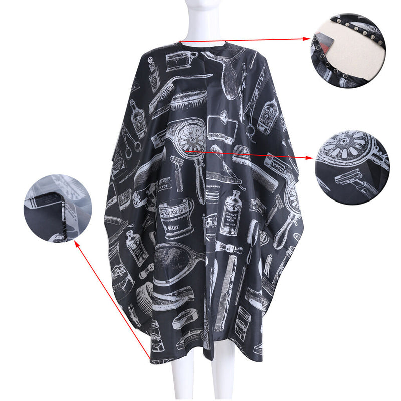 Black Hairdressing Cape Hair-Cut Salon Barber Nylon Cloth Wrap Protect Gown AES