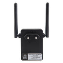 Wireless WiFi Repeater 300Mbps Dual Antenna WiFi Range Extender (EU Black) A