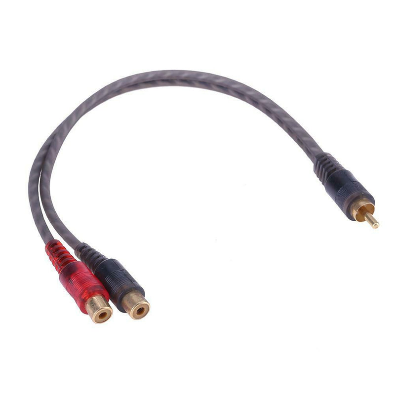 1pc 30cm 2 RCA Male to 1 RCA Female OFC Splitter Cable for Car Audio System