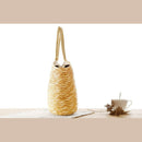 Pastoral Style Woven Straw Beach Bag with Fabulous Silk Flower(Beige)