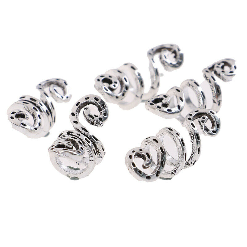 5Pc/Set Alloy Spiral Hair Braiding Dreadlock Beads`Jewelry Rings Cuffs Tube Clip