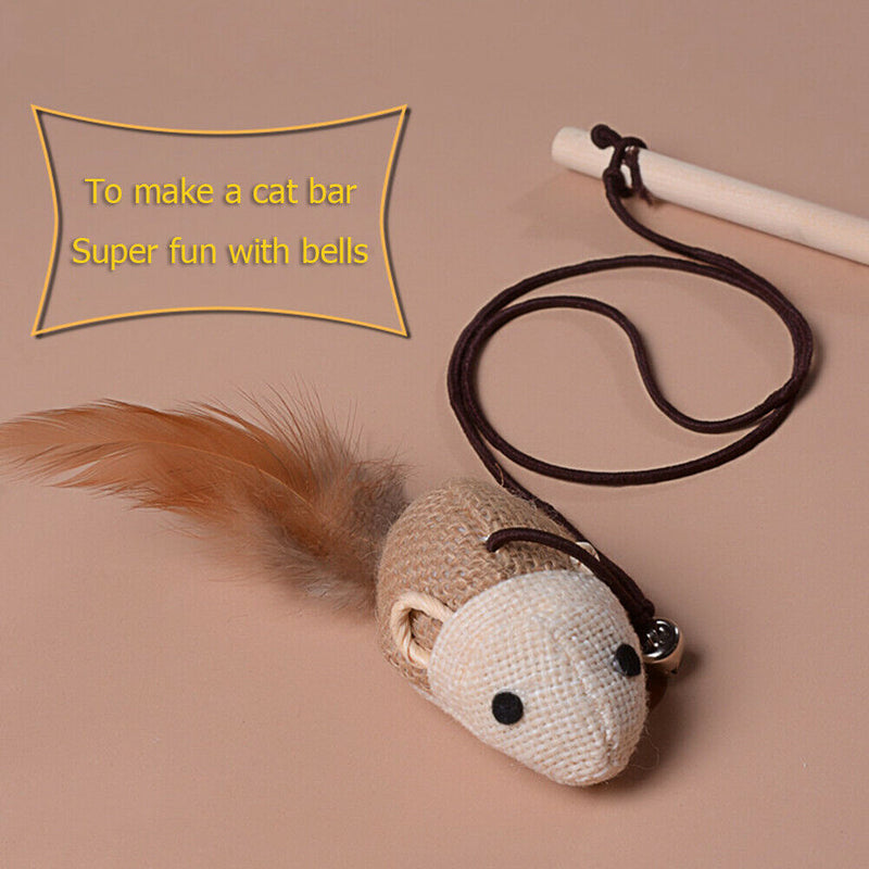 Pet Cat Teaser Interactive Toys for Kitten Sisal Feather Wood Catcher Wand A